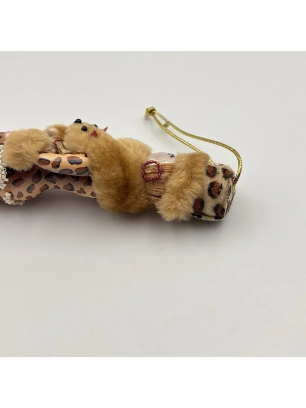 Ladies With Elegance Fashionista Glass Ornament Leopard Dress Hat Fox Stole 7”